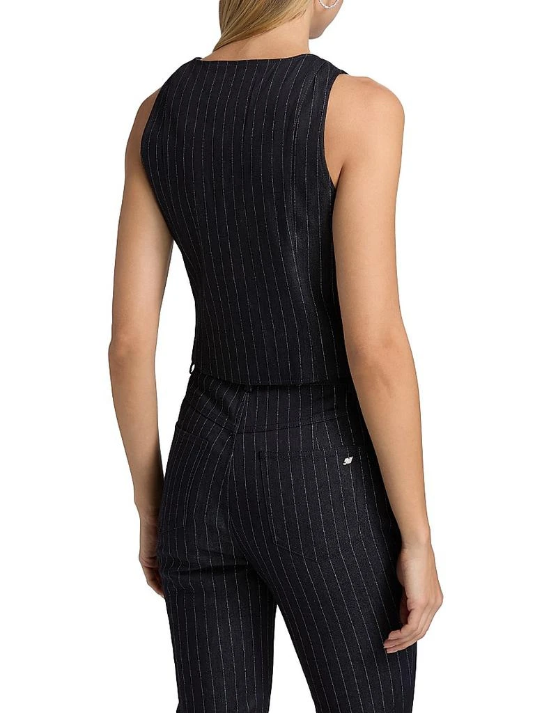 Cinq à Sept Anderson Crystal-Button Metallic Pinstripe Vest 5