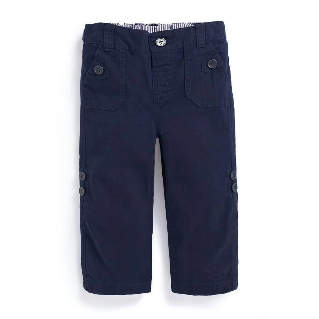 JoJo Maman Bébé Boy's Twill Turn Up Trousers In Navy 1