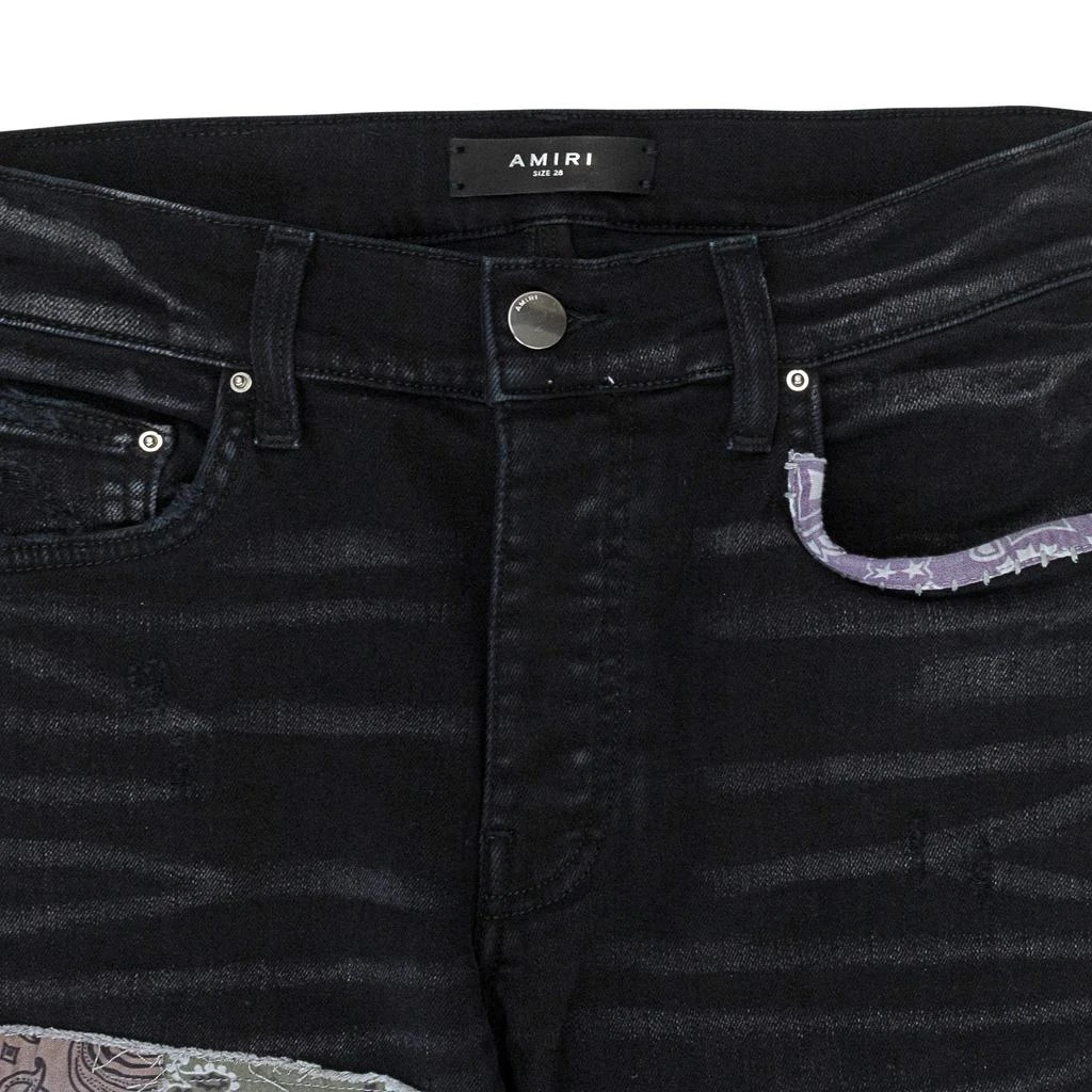 AMIRI BANDANA ART PATCH AGED BLACK JEANS 3