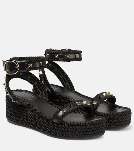 Valentino Rockstud leather espadrille wedges 1