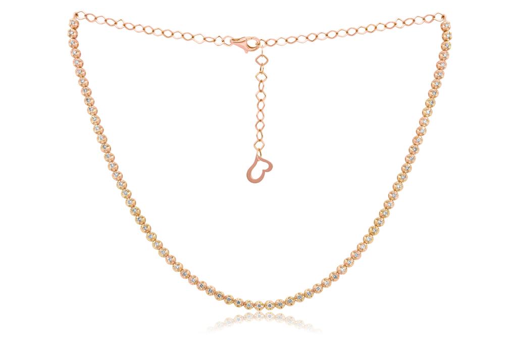 Diana M. 14 kt rose gold, 14"  diamond choker necklace featuring 1.03 cts tw round diamonds
