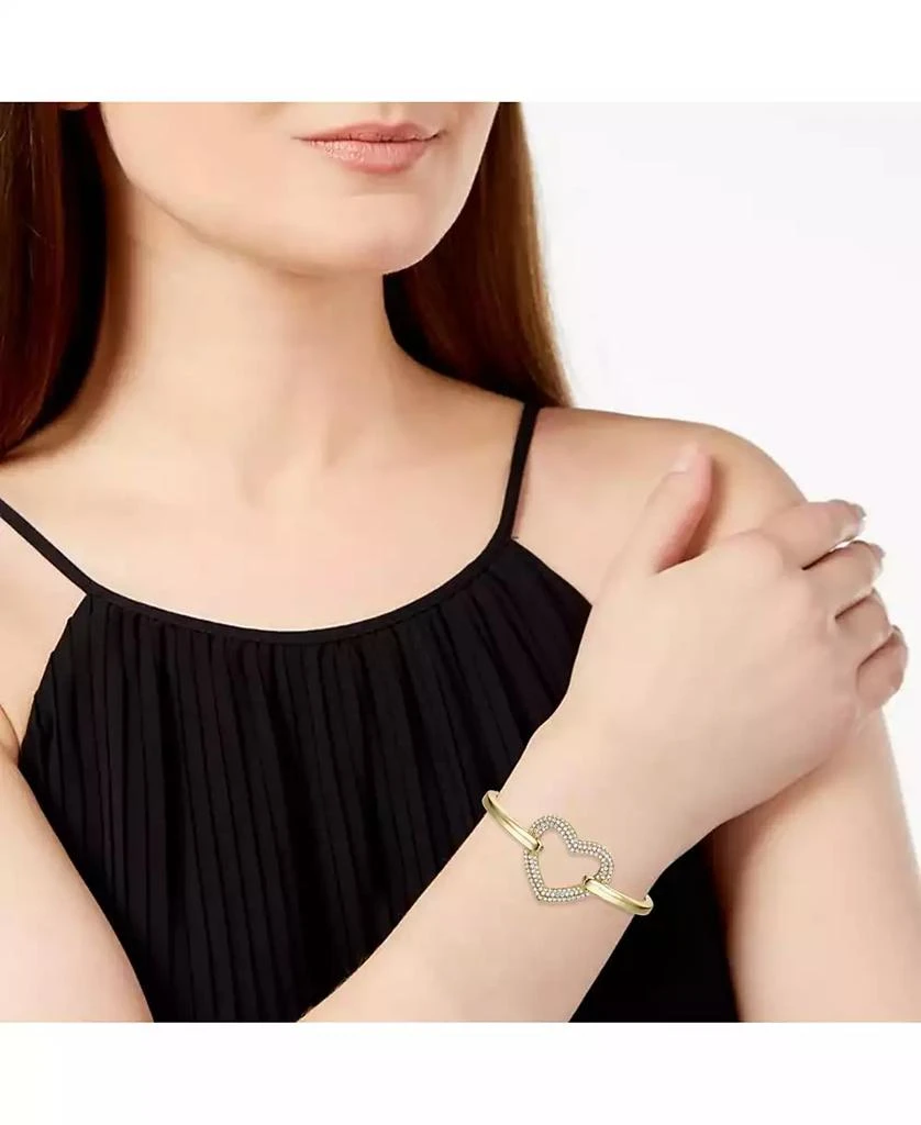 Rachel Glauber 14k Gold Plated Cubic Zirconia French Pave Heart Halo Stacking Bracelet 3