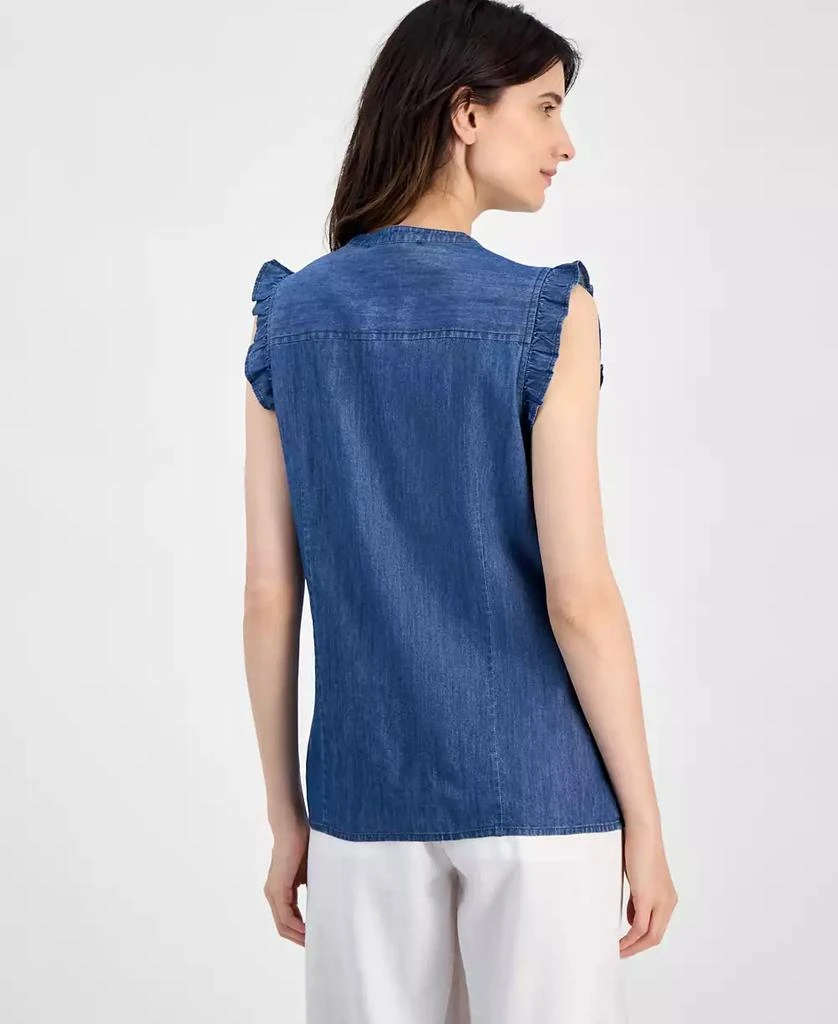 Tommy Hilfiger Women's Chambray Ruffled Shirt 4