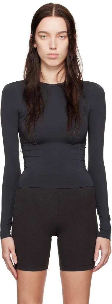 SKIMS Black Soft Smoothing Seamless Long Sleeve T-shirt 1