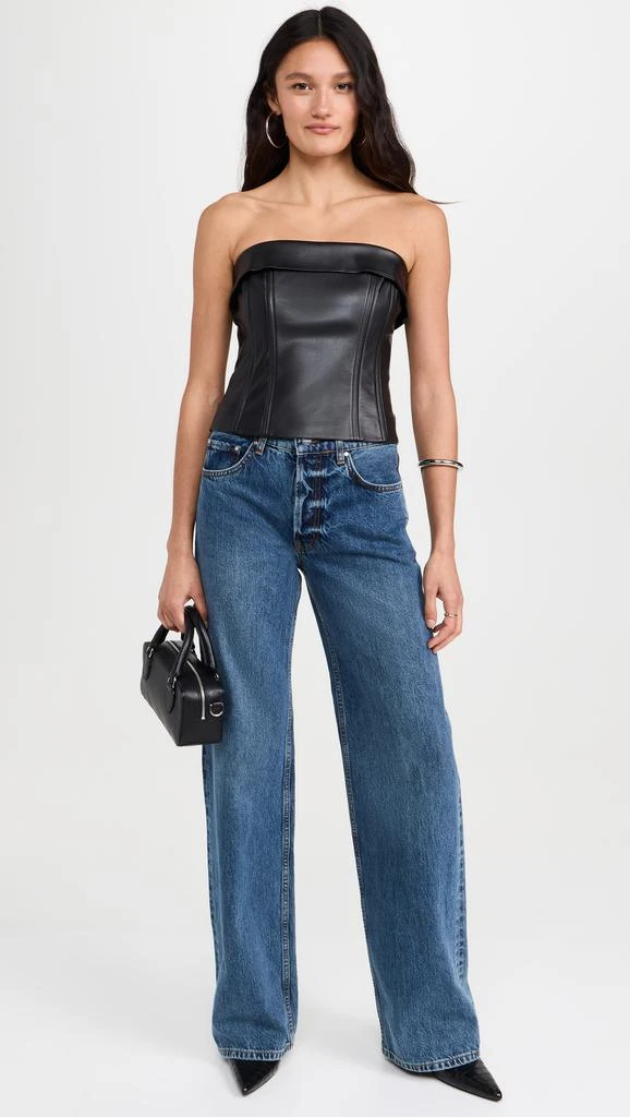 Susana Monaco Faux Leather Corset Tube Top 3" 4