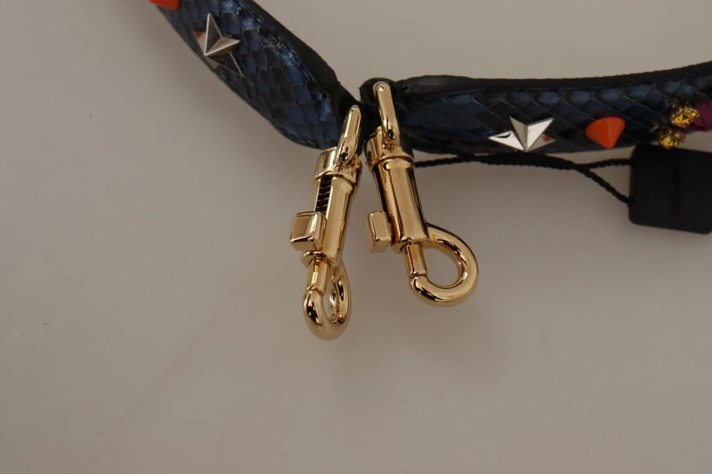 Dolce & Gabbana Dolce & Gabbana Blue Exotic Leather Crystals Reversible Shoulder Strap 5