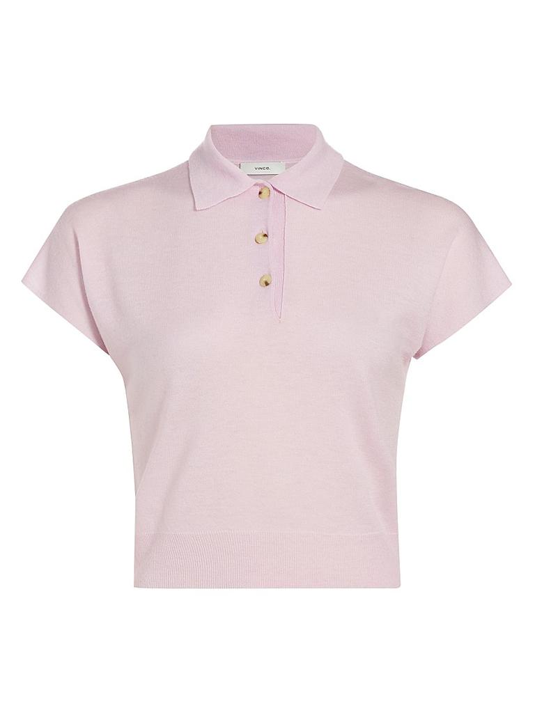 Vince Cap-Sleeve Knit Polo Shirt