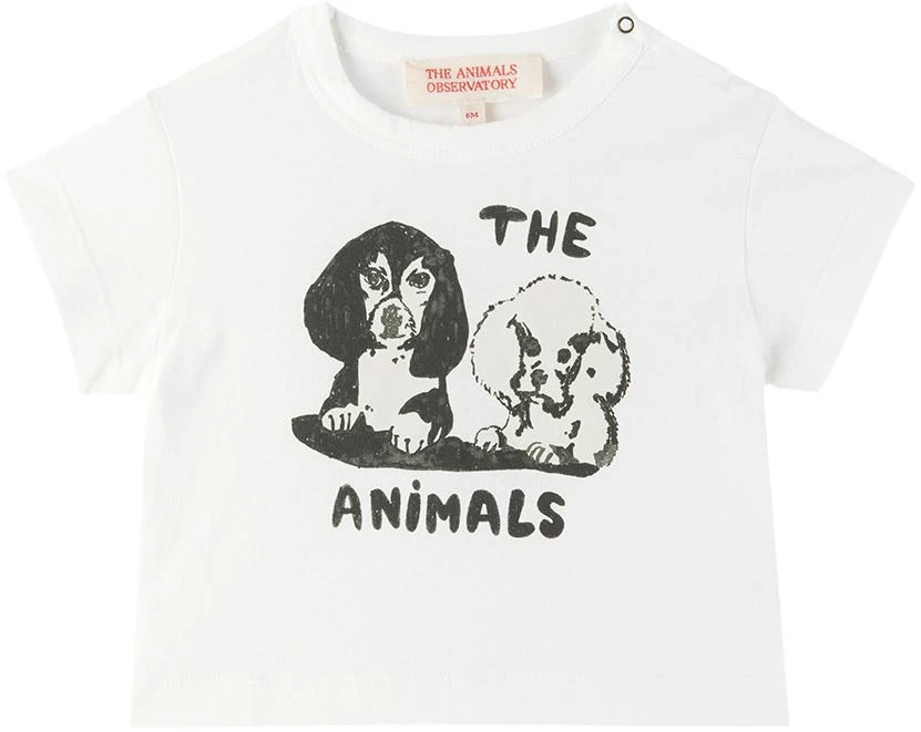 The Animals Observatory Baby White Rooster T-Shirt 1