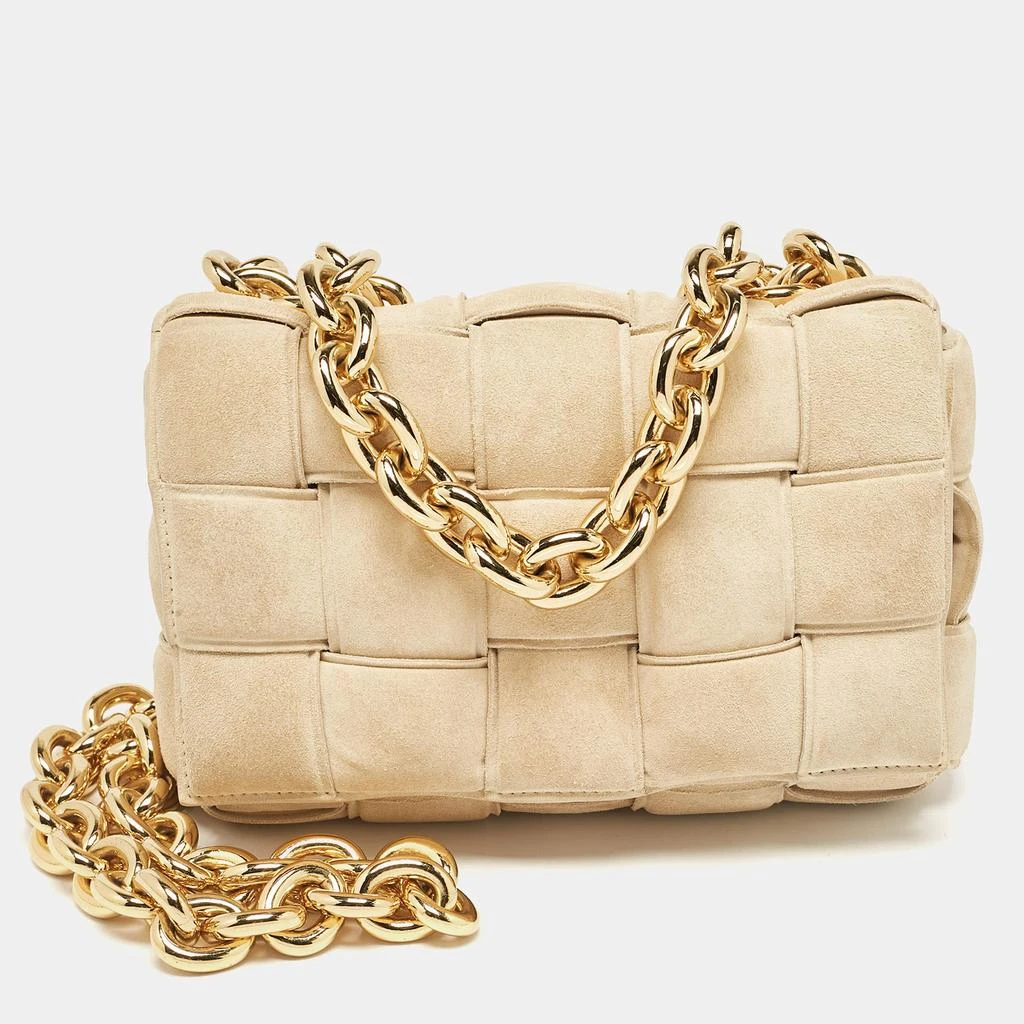Bottega Veneta Bottega Veneta Beige Suede Padded Cassette Shoulder Bag 1