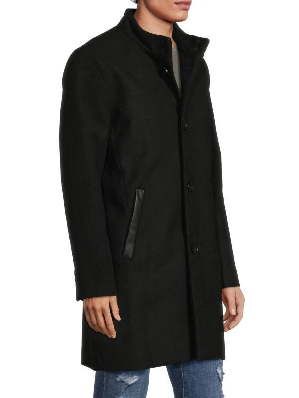 Kenneth Cole Melton Walker Mixed Media Hooded Bib Overcoat 3