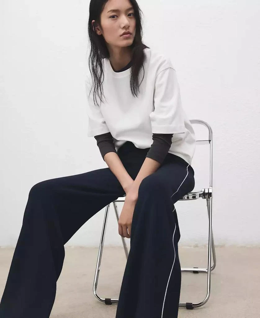 Mango Women
s Contrast Stripe Straight Pants 6