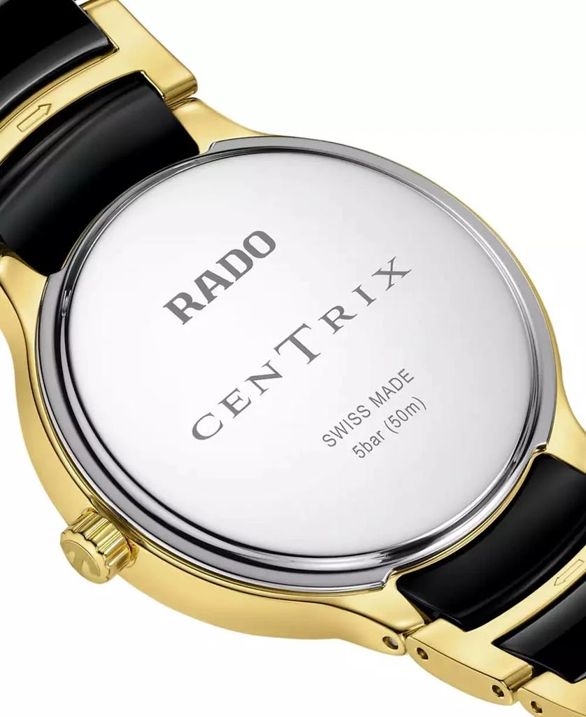 Rado Women's Swiss Centrix Diamond Accent Black Ceramic & Gold PVD Stainless Steel Bracelet Watch 35mm 4