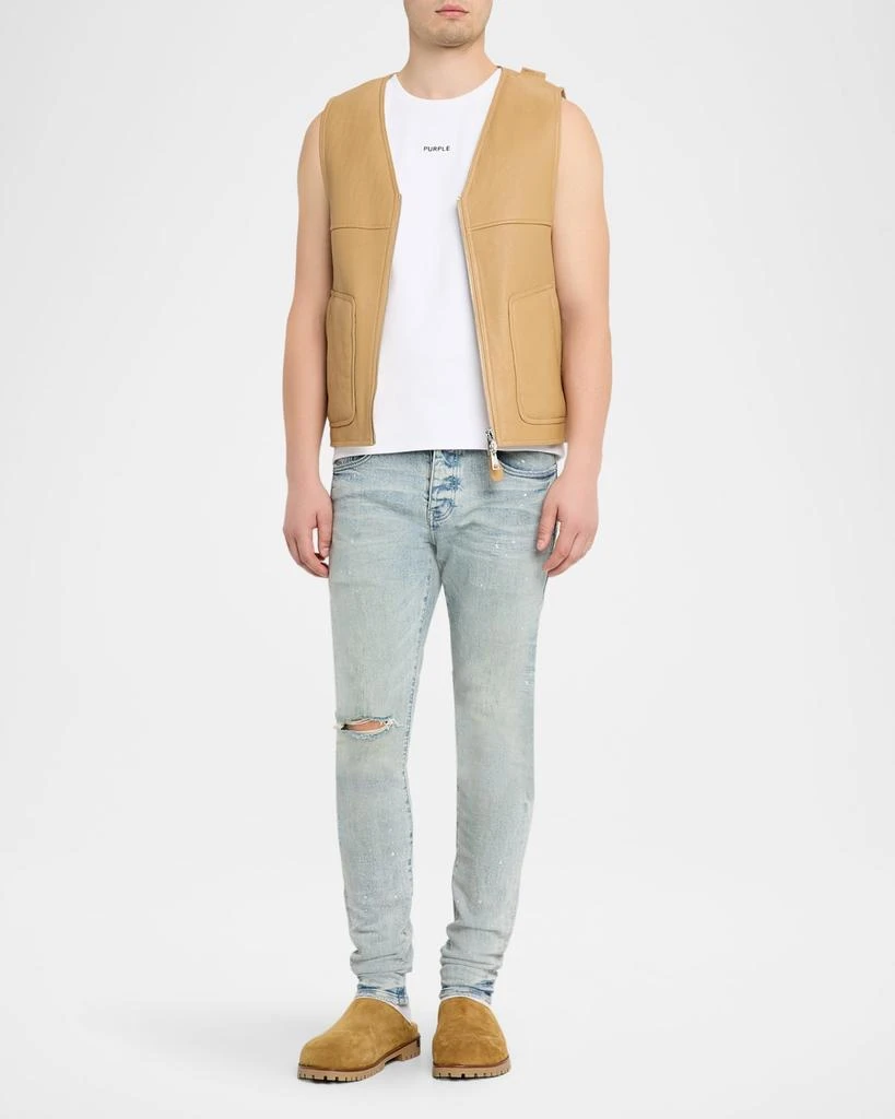 PURPLE Men
s Slab Wordmark Shearling Vest 2