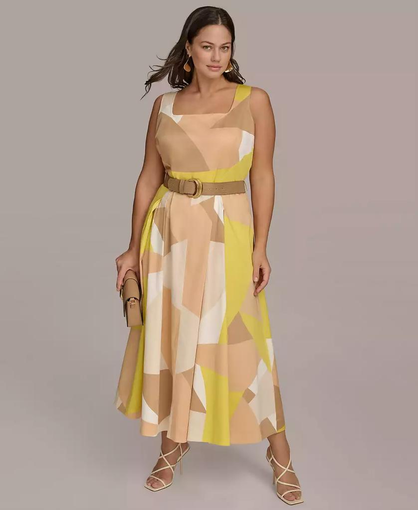 Donna Karan Plus Size Printed Belted Dress