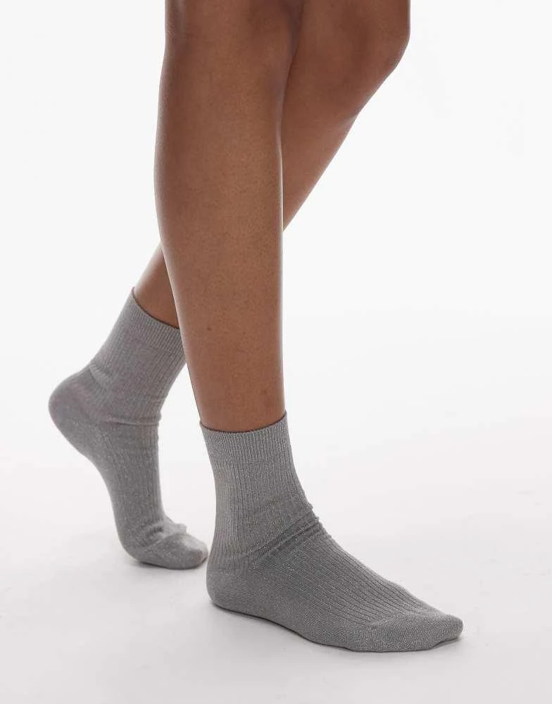 & Other Stories & Other Stories stretch glitter socks in silver 1