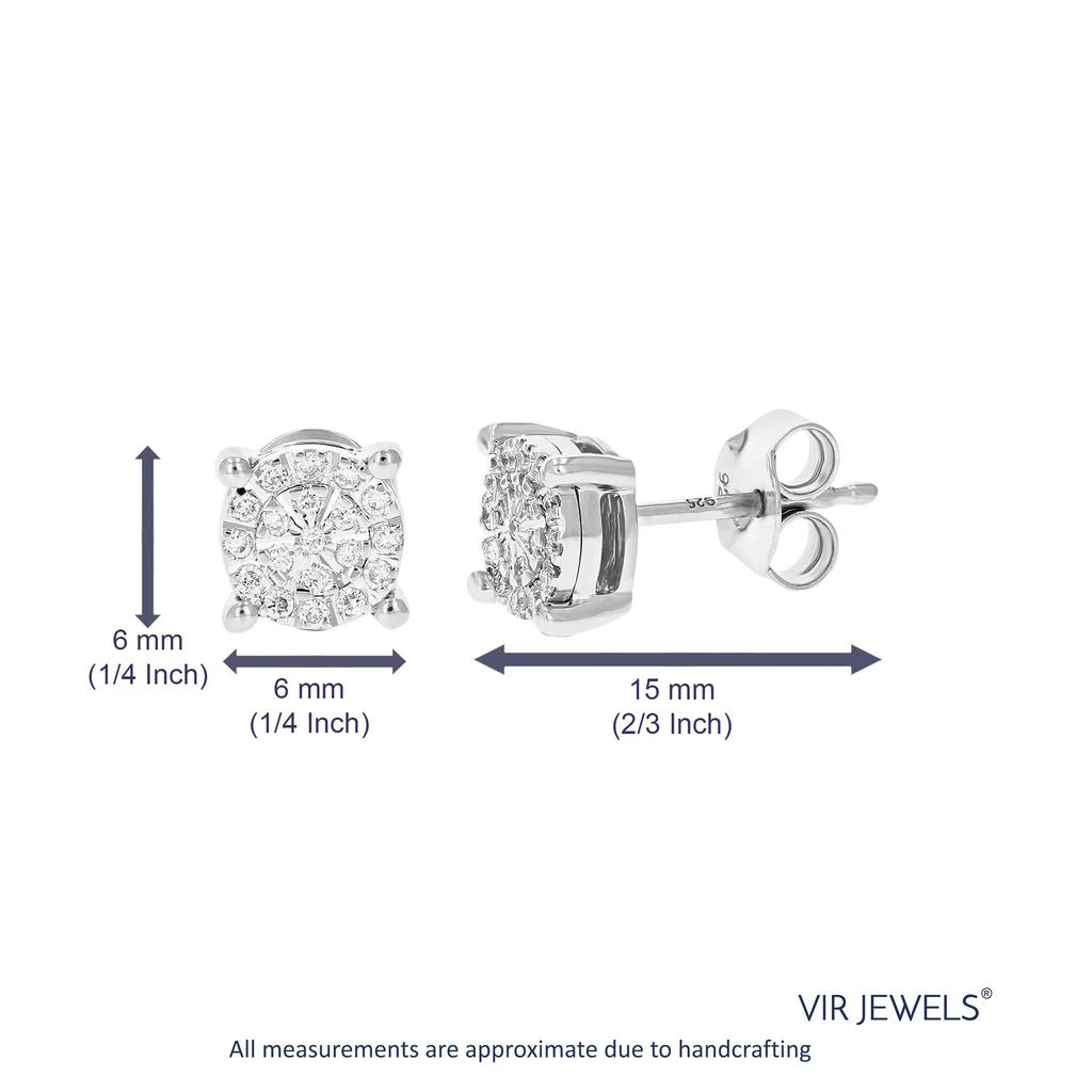 Vir Jewels 1/6 cttw 38 Stones Round Lab Grown Diamond Studs Earrings .925 Sterling Silver Prong Set Round Shape 2
