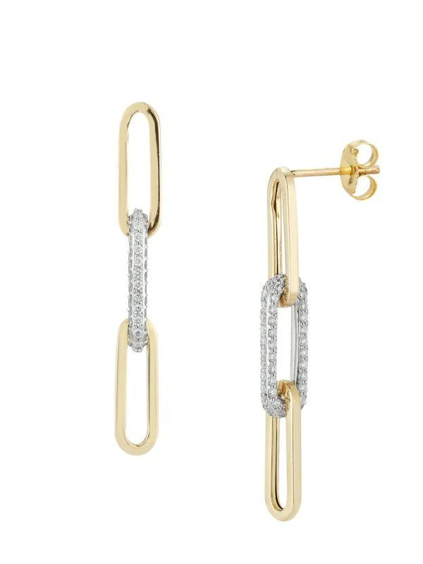 Nephora 14K Two-Tone Gold & 0.48 TCW Diamond Paperclip Drop Earrings 1