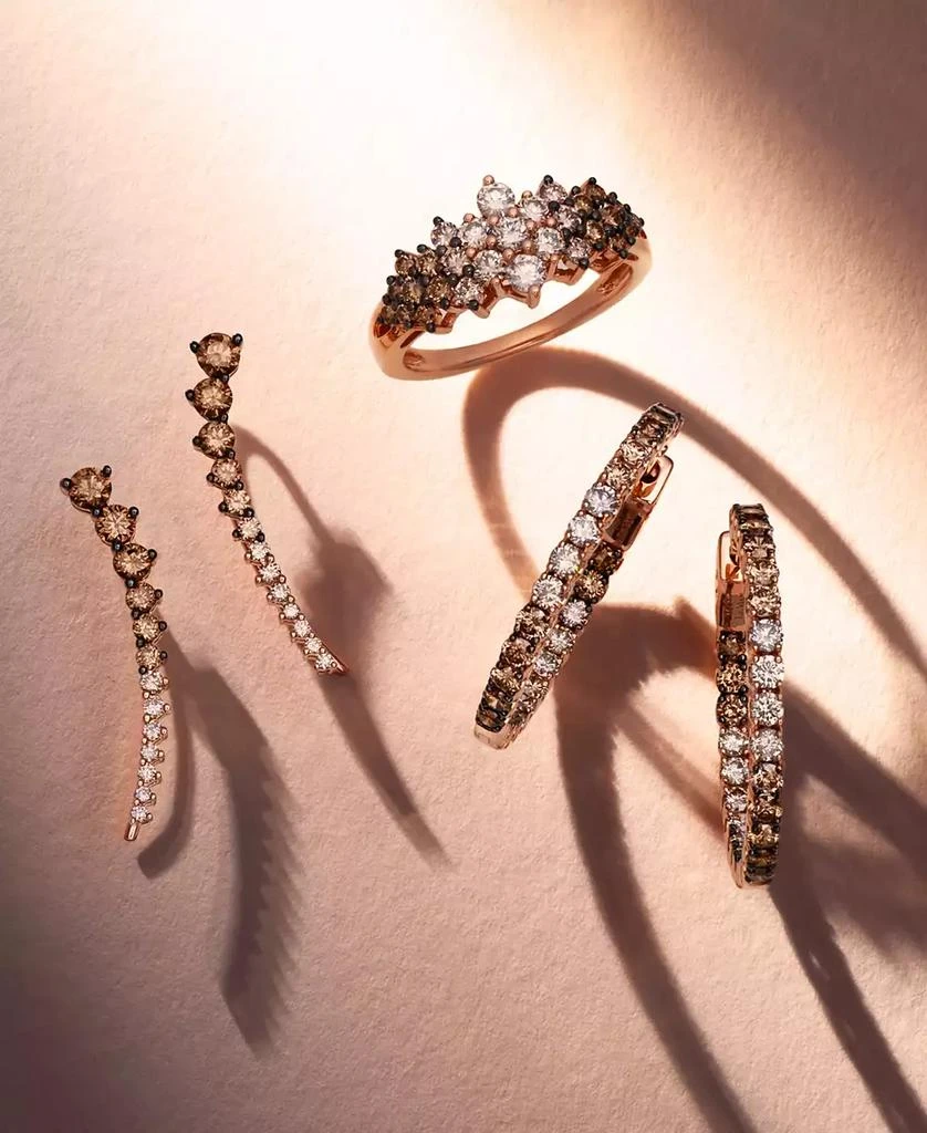 Le Vian Chocolate Ombré Diamond In 
Out Small Hoop Earrings (2 ct. t.w.) in 14k Gold, 1" 3