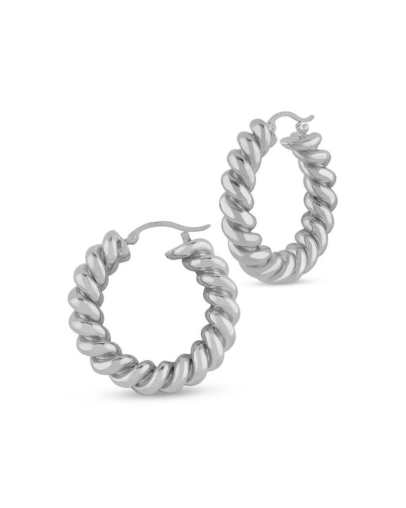Bloomingdale's Spiral Twist Medium Hoop Earrings in Sterling Silver 1