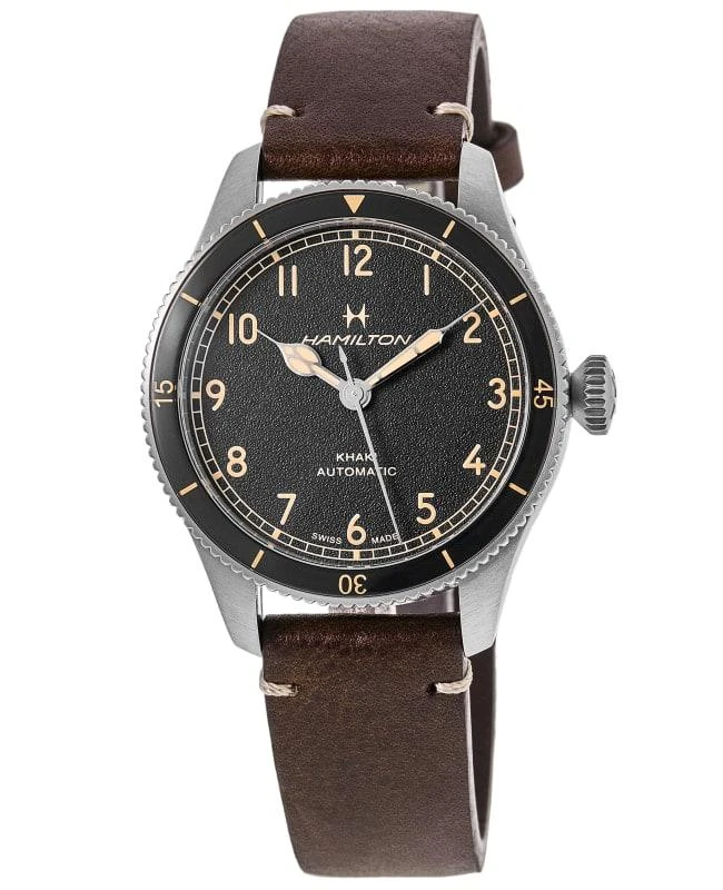 Hamilton Hamilton Khaki Aviation Pilot Pioneer Auto Black Dial Leather Strap Men's Watch H76205530 1