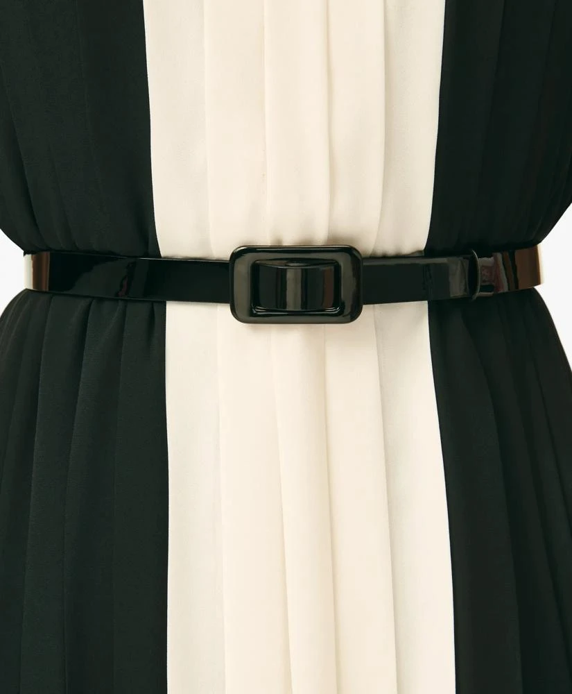 Brooks Brothers Colorblock Pleated Belted Dress in Crepe 5