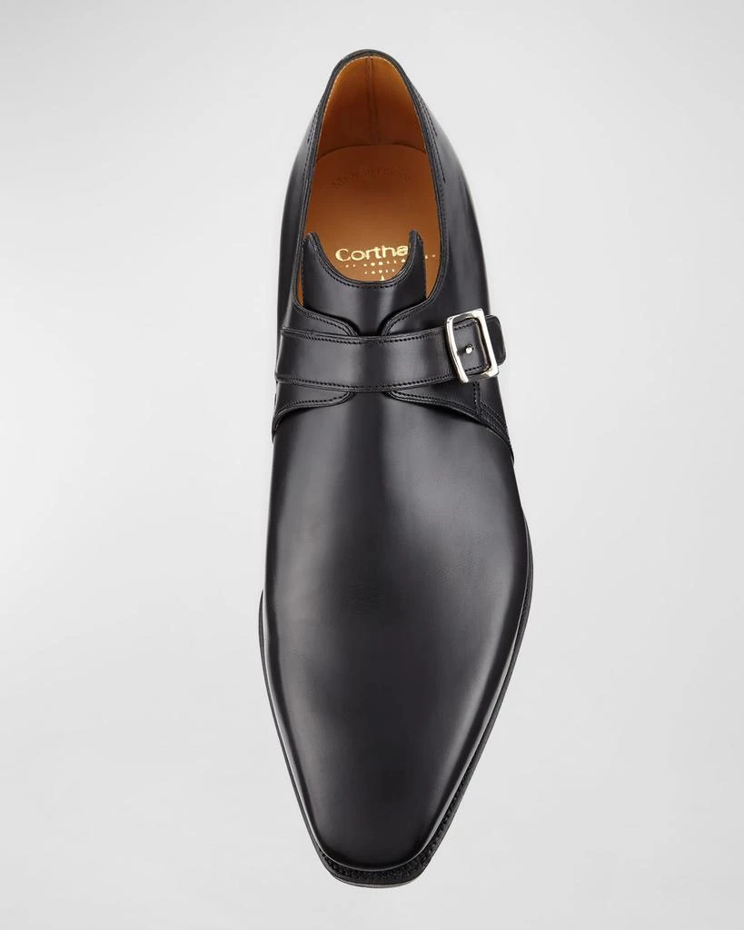 Corthay Arca Calf Leather Monk Shoe, Black 3