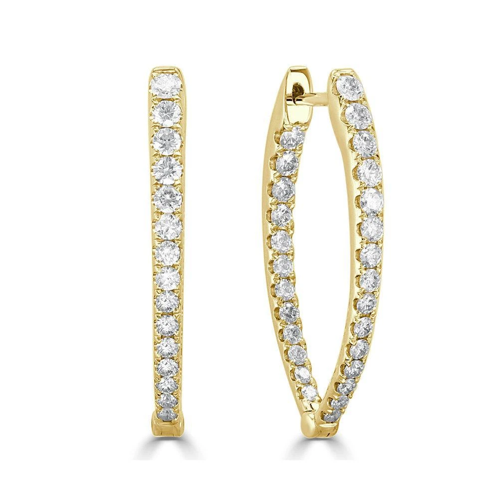 Sabrina Designs 14k Gold & Diamond Point Hoop Earrings- 1.25" 4