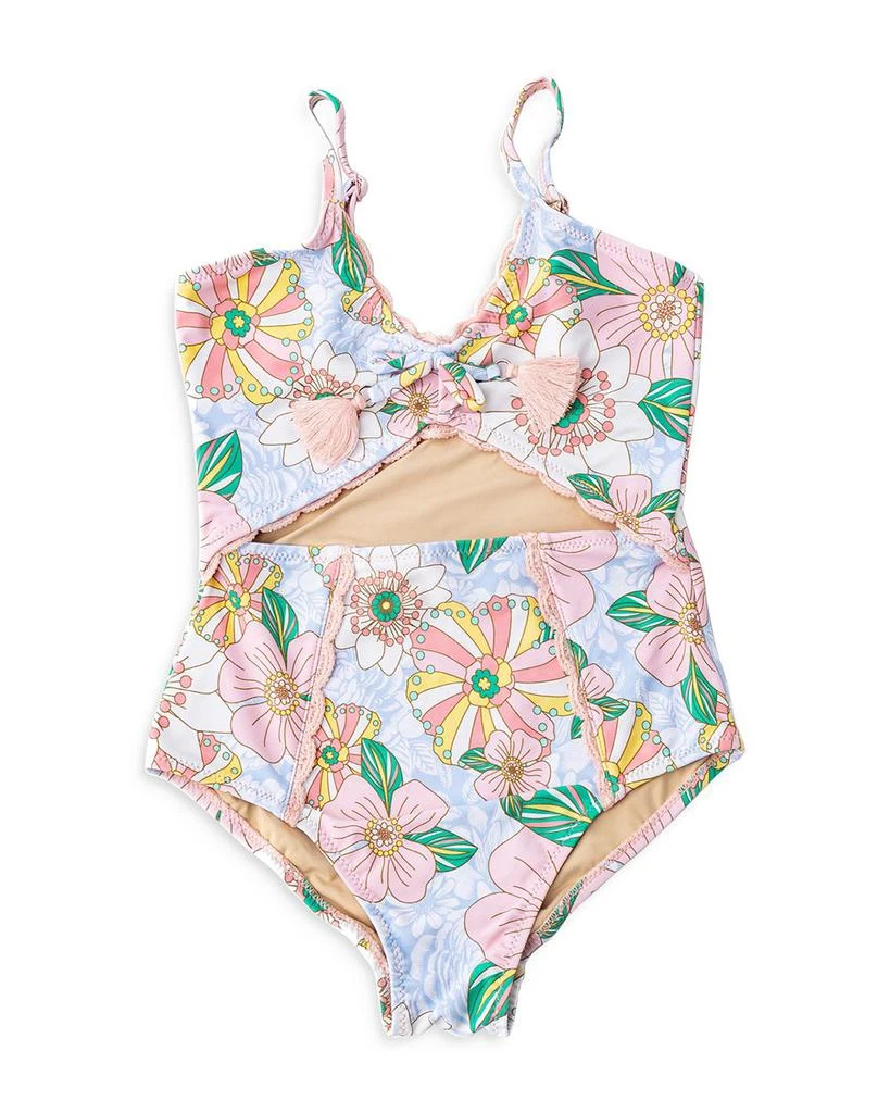 Shade Critters Girls' Retro Floral Monokini One Piece Swimsuit - Little Kid, Big Kid 1
