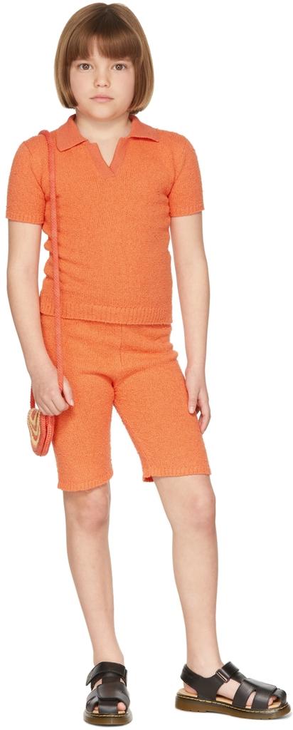 Misha & Puff Kids Orange Bouclé Polo