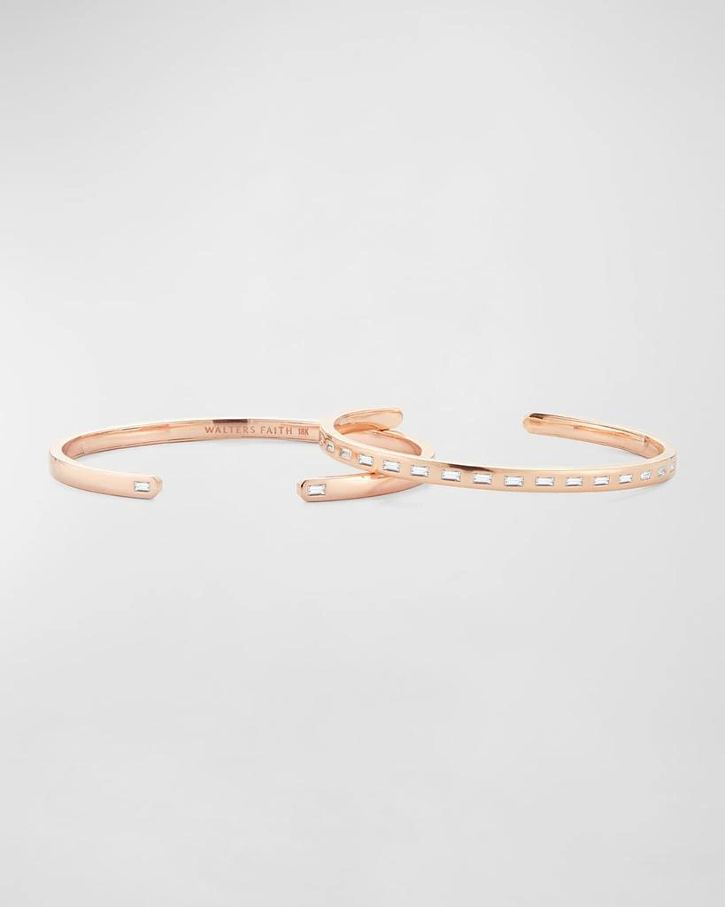 Walters Faith Ottoline Rose Gold Narrow Cuff with Gypsy-Set Baguette Diamonds 5