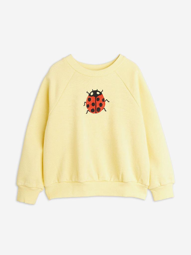 Mini Rodini Girls Ladybugs Embroidered Sweatshirt in Yellow