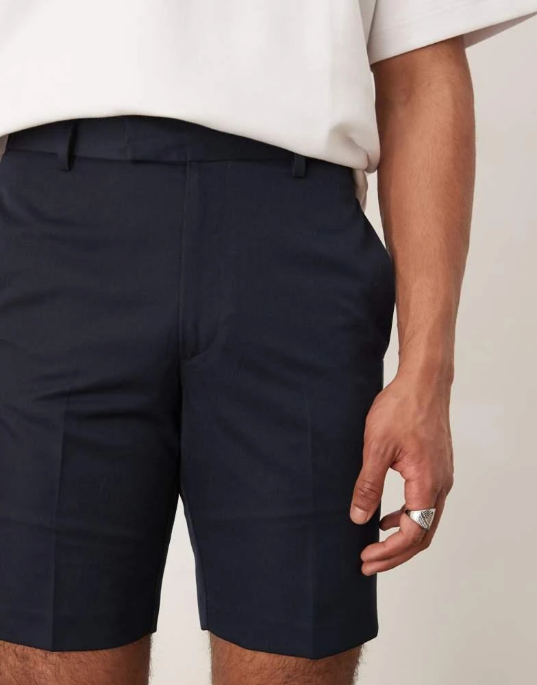 ASOS ASOS DESIGN smart straight leg shorts in navy 2