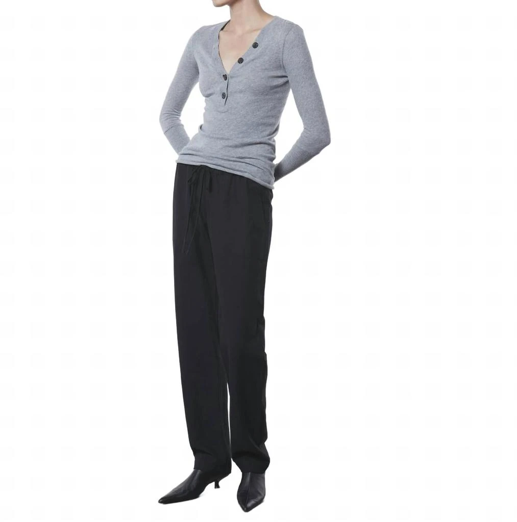 Enza Costa Cashmere Long Sleeves Cuffed Henley In Smoke 1