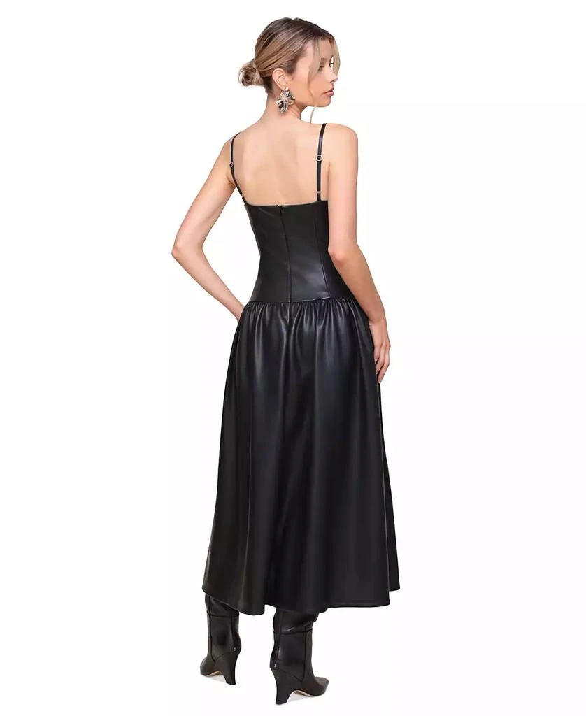 Avec Les Filles Women's Faux-Leather Drop-Waist Maxi Dress 2
