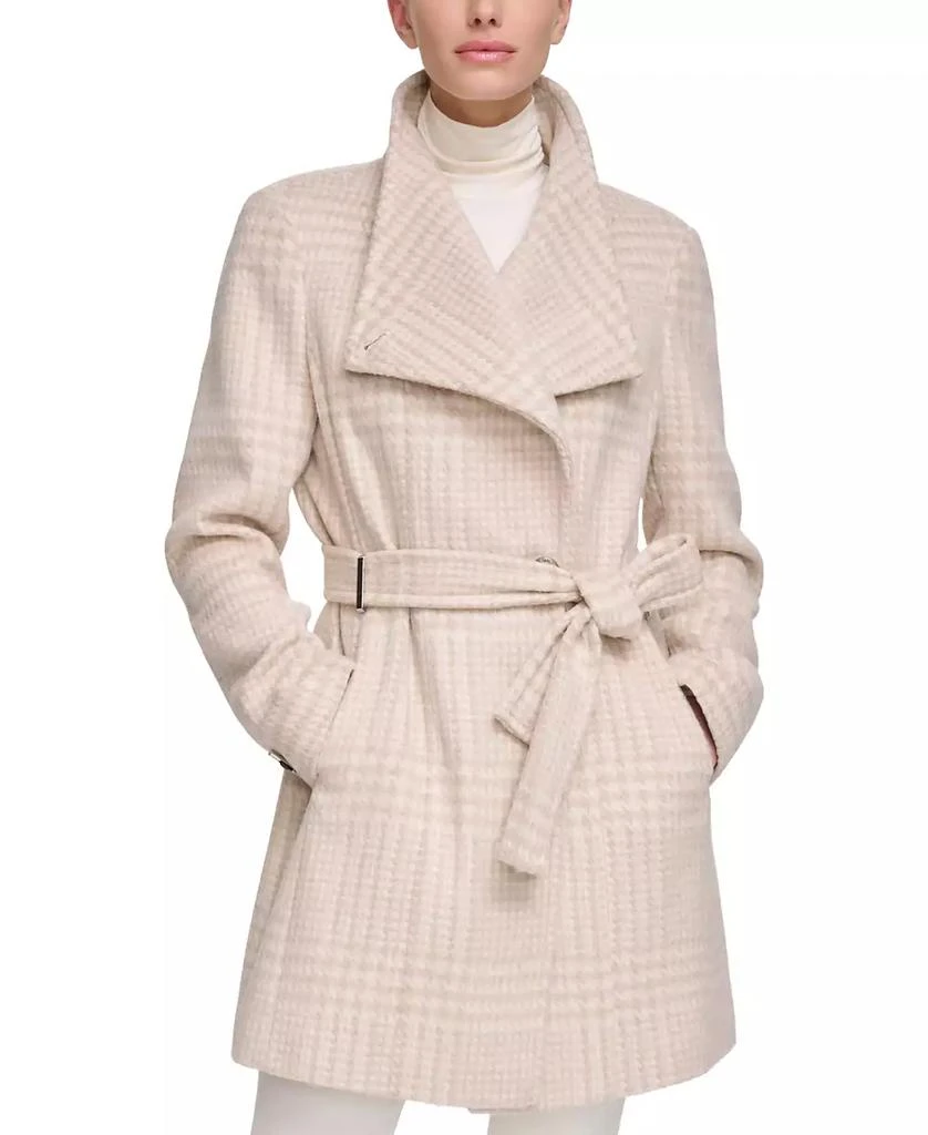 Calvin Klein Womens Asymmetrical Belted Wrap Coat, Created for Macys 1