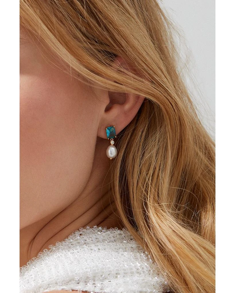 Nadri Blue Lagoon Mixed Stone Drop Earrings in 18K Gold Plated 3