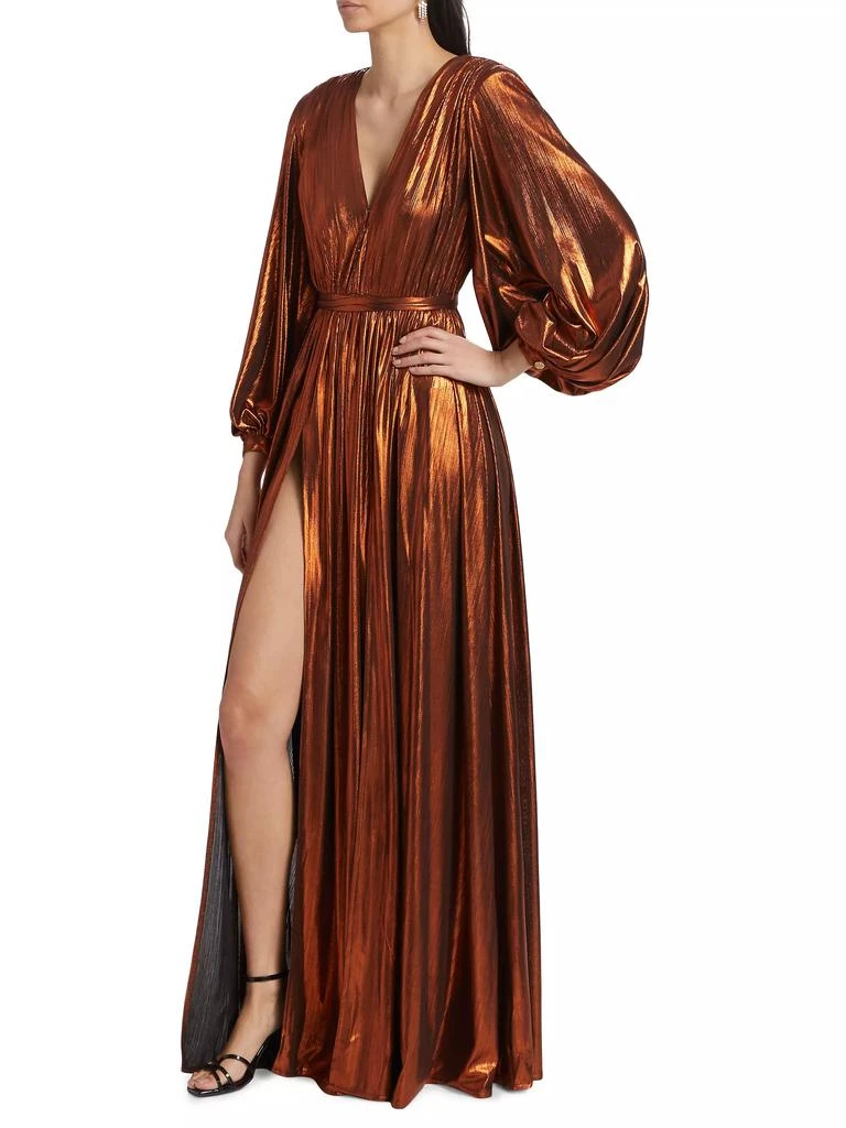 BRONX AND BANCO Zoe Metallic Blouson-Sleeve Gown 2