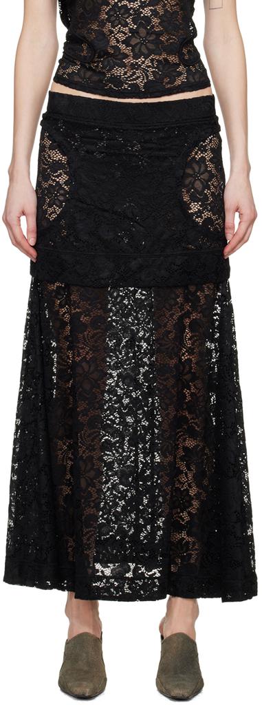 Jupe Fitted Black Lace Overlay Skirt – On Sale Now with Up