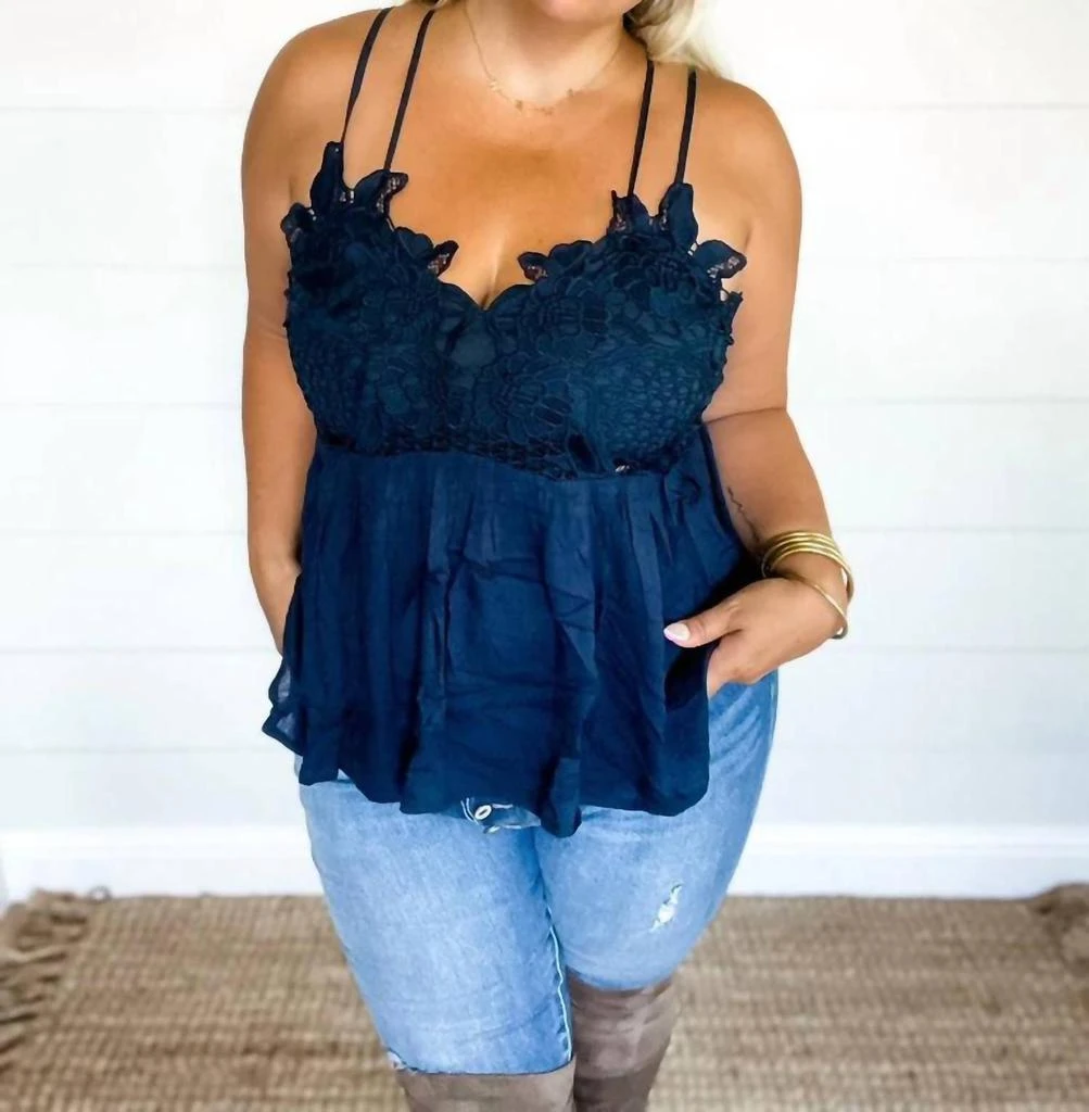 BLAKELEY Grace Lace Tank In Navy 1
