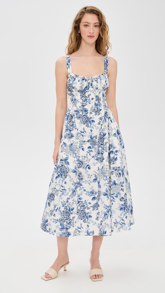 Moon River Corset Floral Midi Dress
