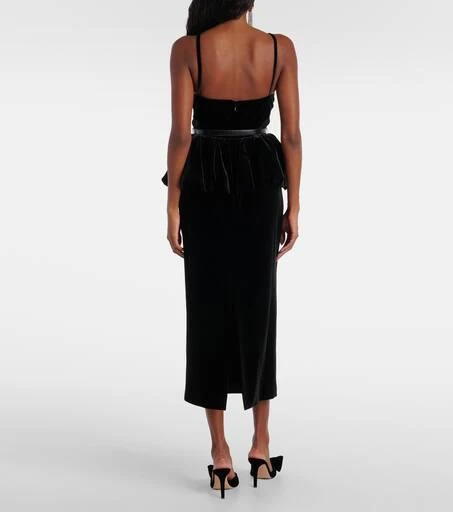 knee length dresses for ladies Black Velvet Embellished Maxi Dress – self-portrait
