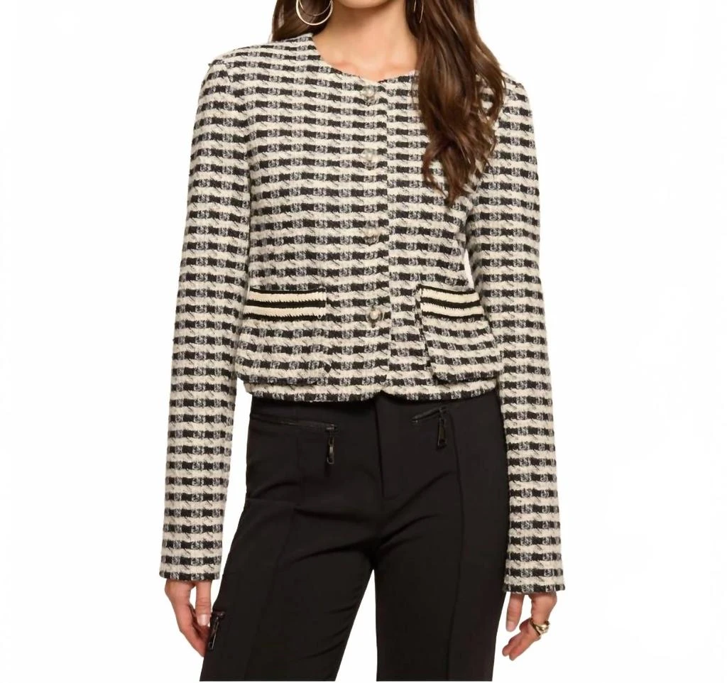 Ramy Brook Thomas Tweed Jacket In Black Gingham 1