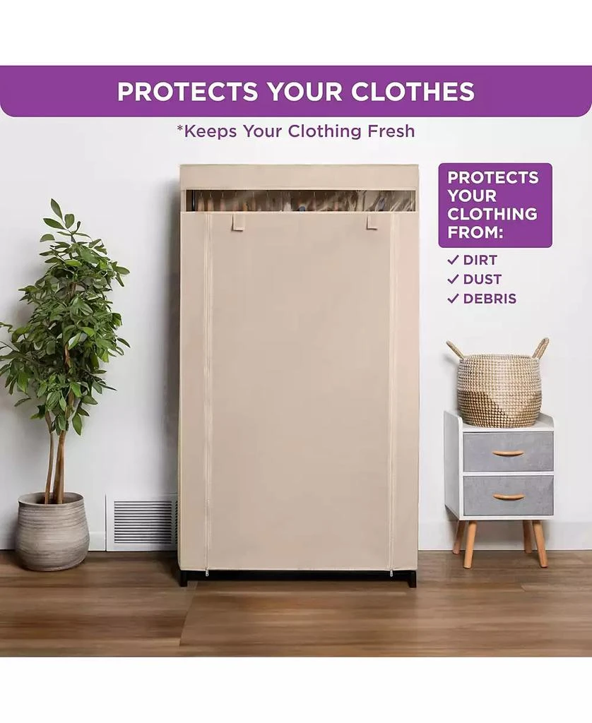 Florida Brands Portable Wardrobe Closet - Premium Metal Hanging Rod with Beige Cover- 65 Lb. Weight Capacity- Super Easy Assembly, No Tools Required 5