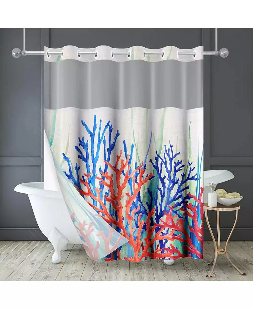 Americanflat Hookless Coastal Shower Curtain with Sheer Panel, Snap-In Liner 
Grommets, 72" x 75" 7