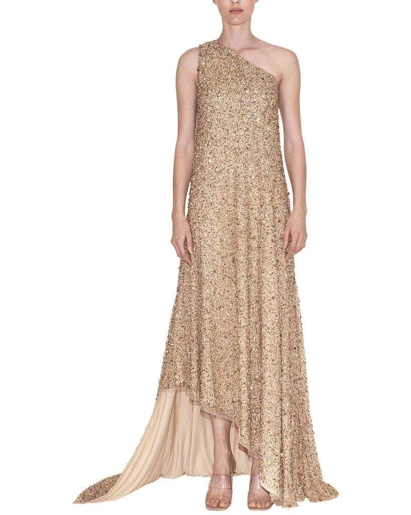 REEM ACRA One-Shoulder Beaded Gown 1