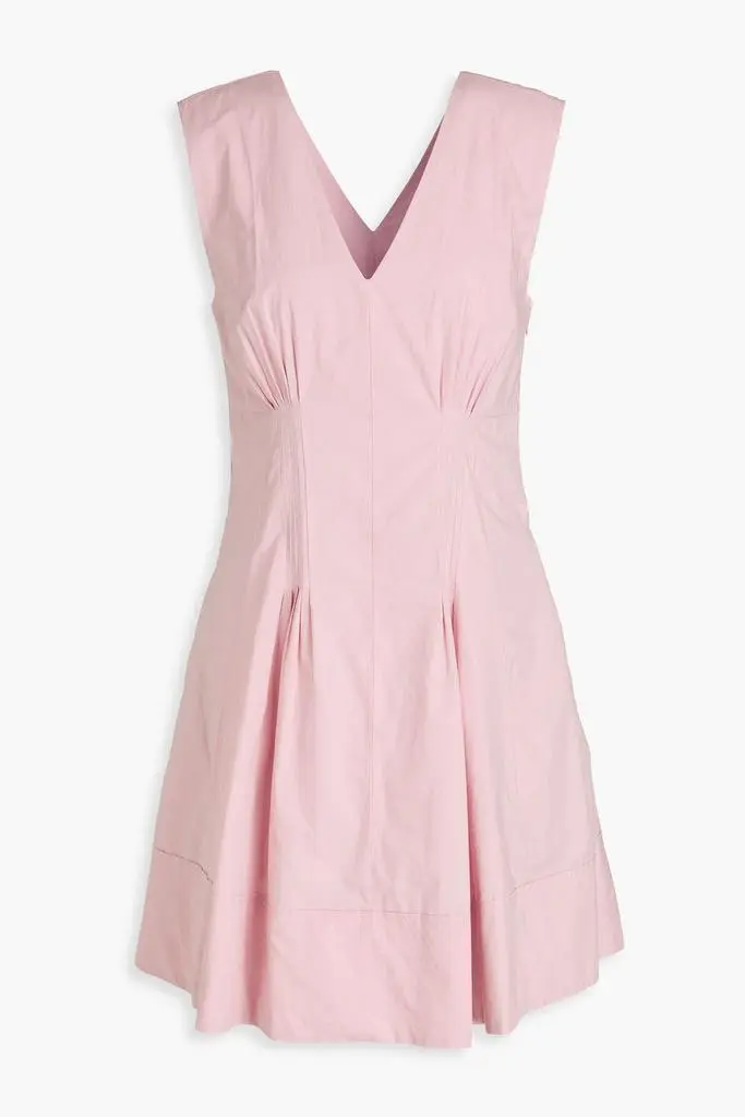 Derek Lam Concha pleated cotton-poplin mini dress