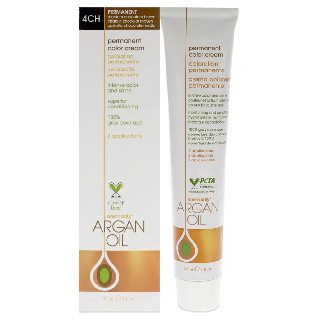 One n Only Argan Oil Permanent Color Cream - 4CH Medium Chocolate Brown by  for Unisex - 3 oz Hair Color 1