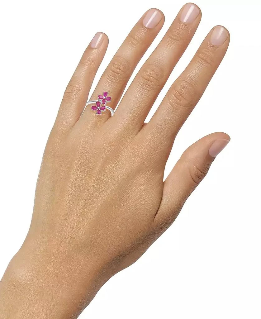 Macy's Lab-Grown Ruby (1-3/8 ct. t.w.) & Diamond Accent Flower Bypass Ring in Sterling Silver 2