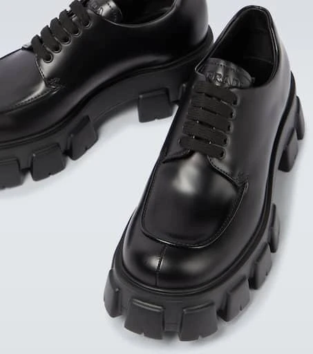 Prada Monolith brushed leather derby shoes 3