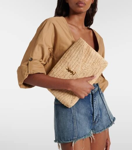 Yves Saint Laurent Cassandre Large raffia pouch 2